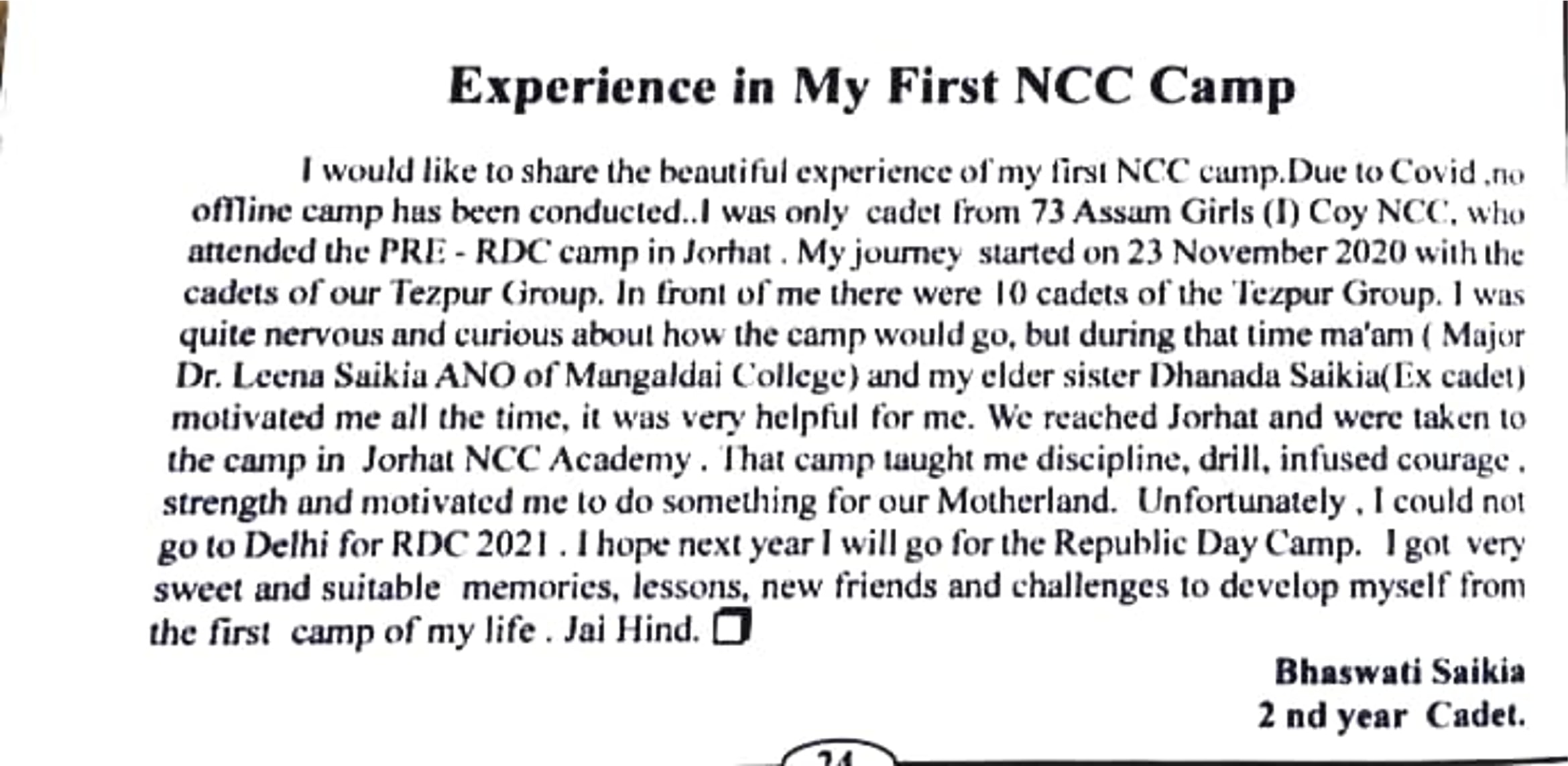 Camp Experience India Ncc