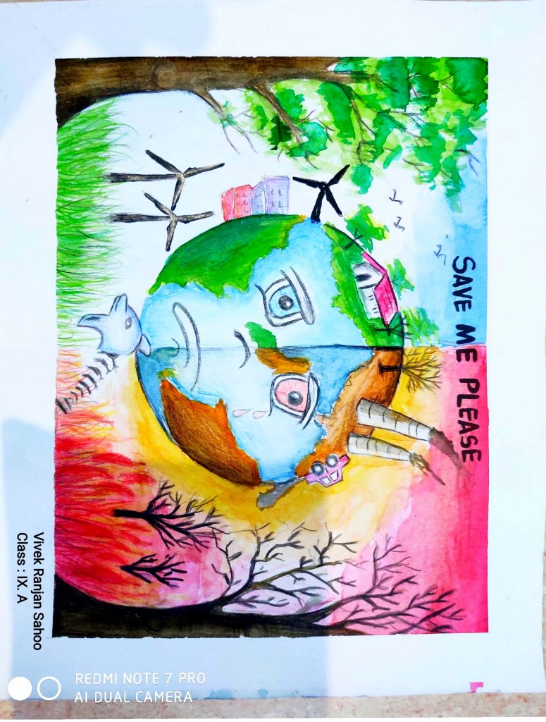 How to draw Stop Pollution Save Earth, Environment day poster Painting, ...  | Save water poster drawing, Canvas art painting abstract, Earth poster