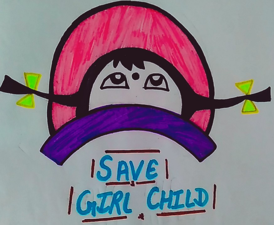 Save girls, Educate them Painting by Jitendra Vangad