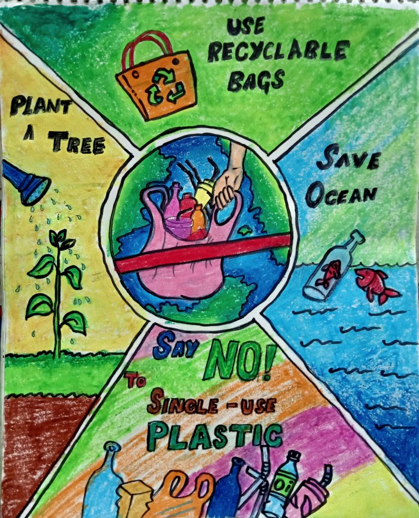 Say No to Single Use Plastics drawing