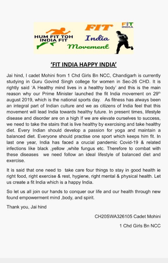 write a speech on fit india happy india