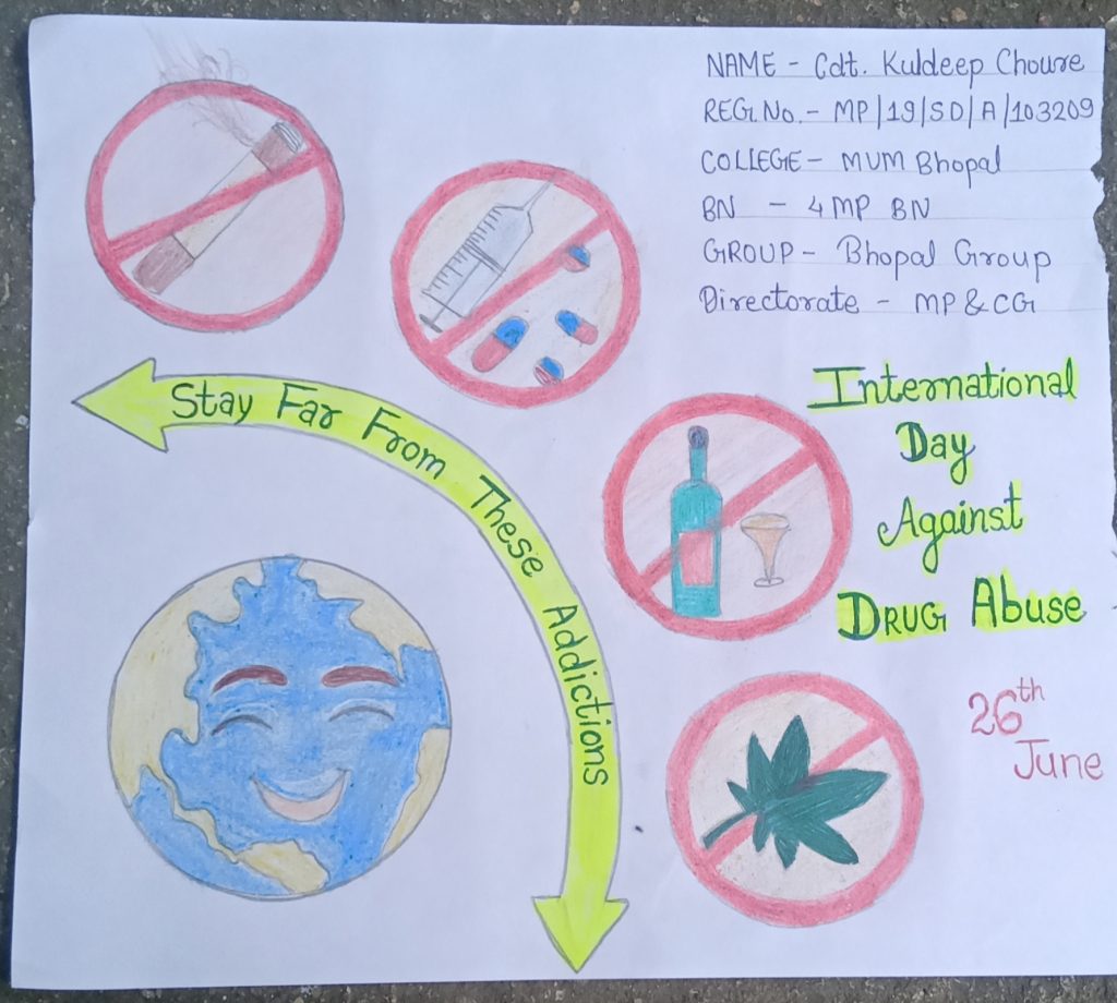 Poster against drug abuse – India NCC