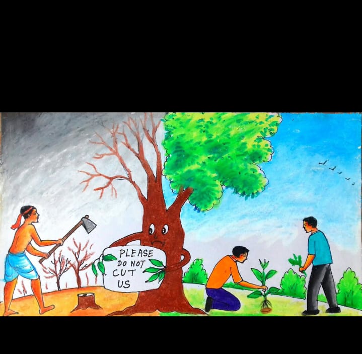 Plant Trees Painting by Anurag Bhattacharjee