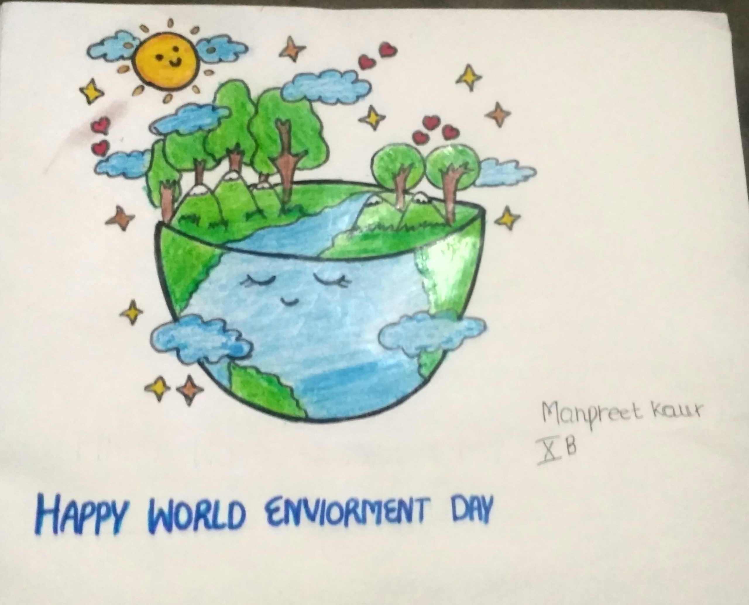 world environment day drawing with colour