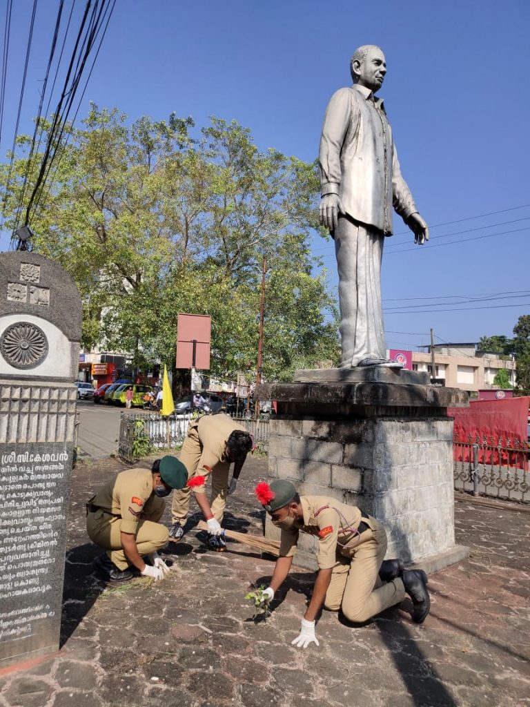 P. Keshavan Statue Cleaning – India Ncc