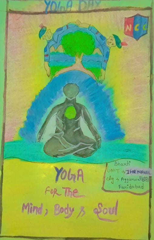 Yoga day handmade poster – India NCC