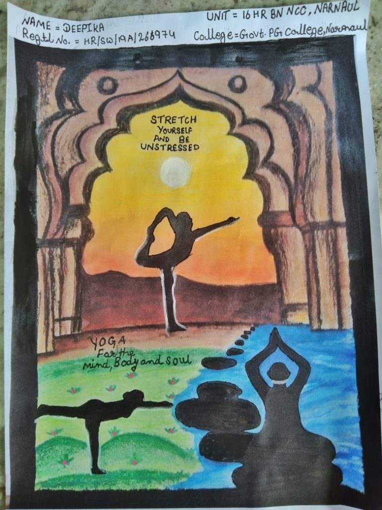 Poster making on international yoga day – India NCC
