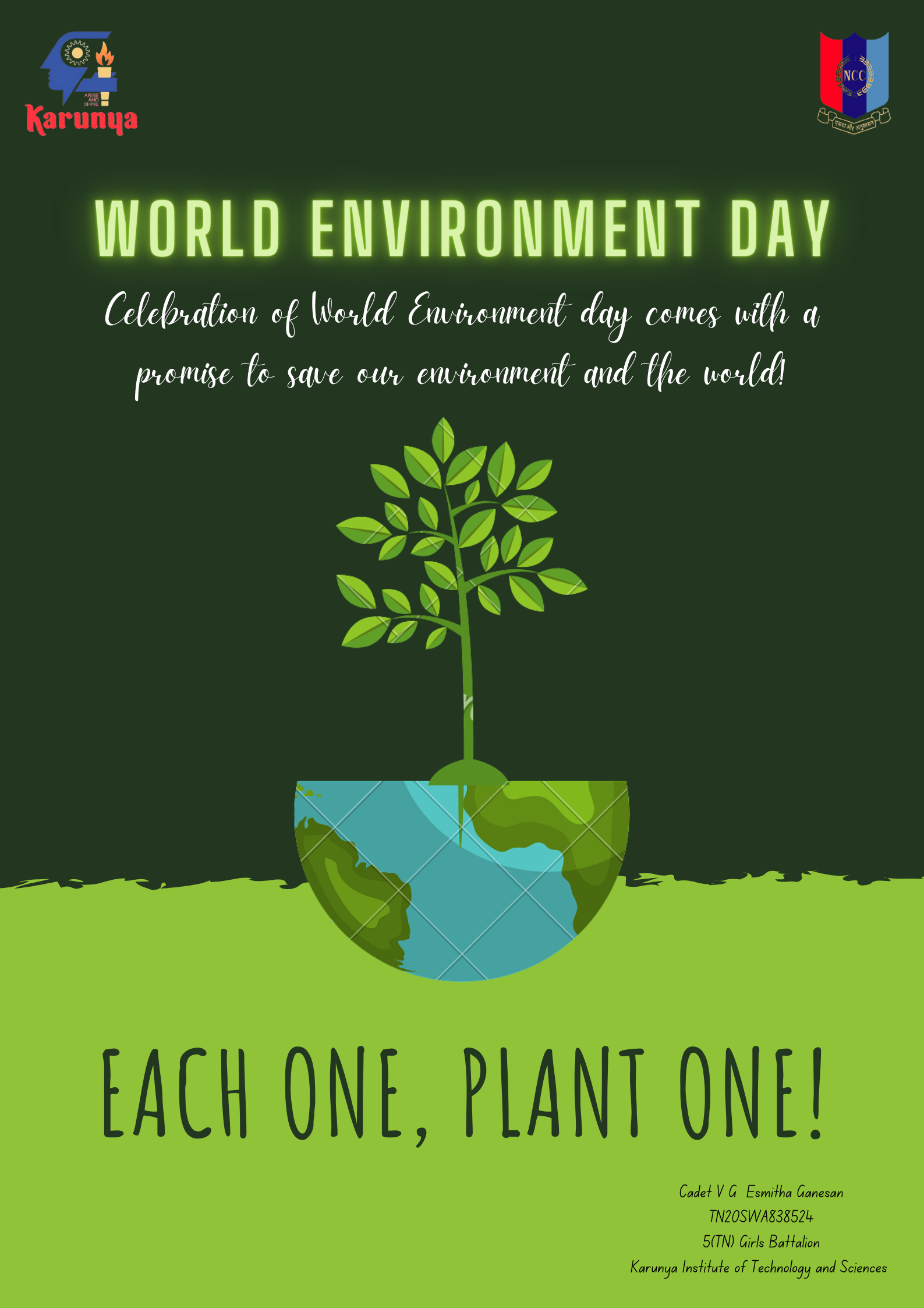 Poster on World environment day – India NCC