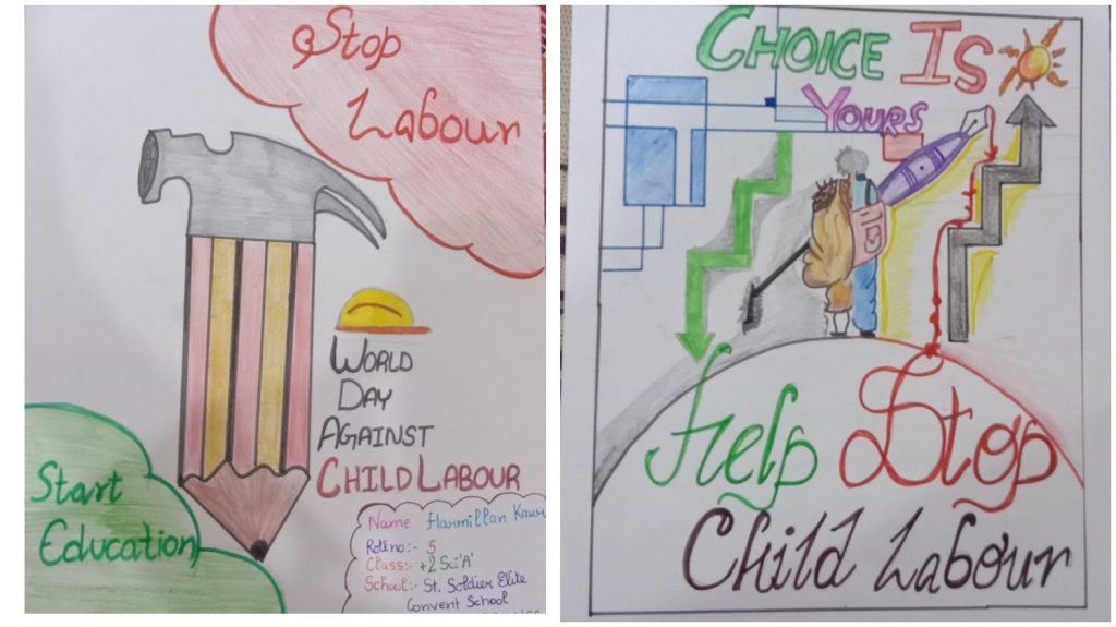 child labour poster making with paint colors class 8 ( DRAWING)​ -  Brainly.in