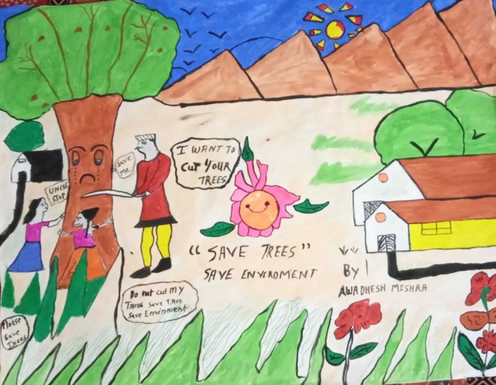 Environment day drawing //Save trees don't cut tress ///Save oxygen drawing//  - YouTube