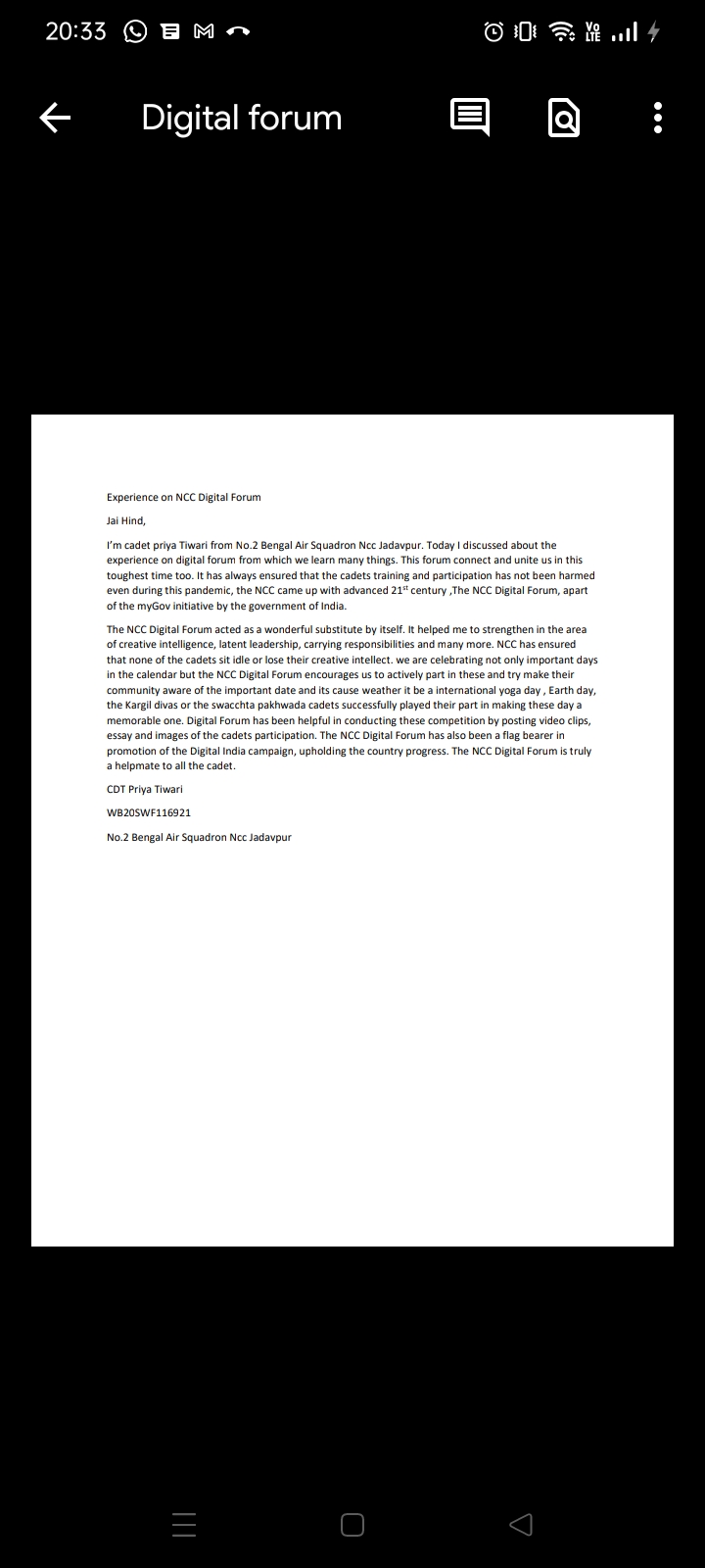 Experience on NCC Digital Forum India NCC