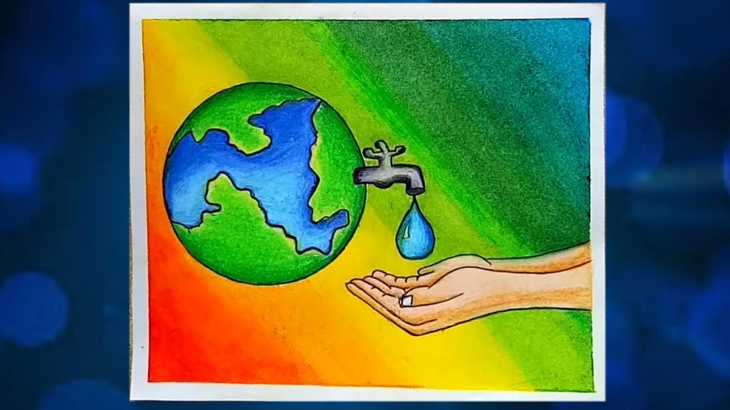 World Water Day Poster Drawing Colour Easy | Save Water Save Earth Drawing  | Save Water Save Life - YouTube