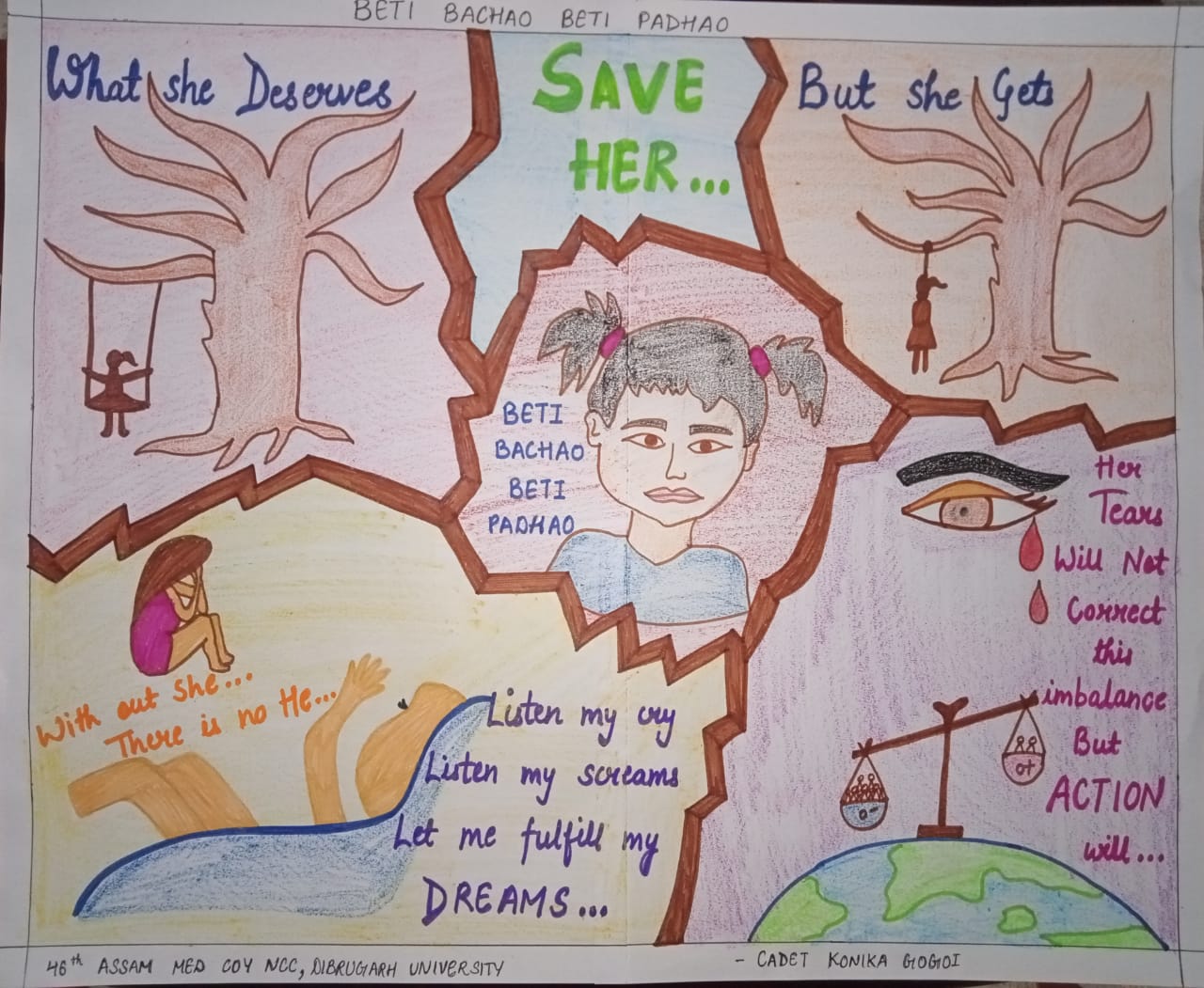 Beti Bachao Beti Padhao Drawing(save girl child) | 2021 |  #pratikgaikwadarts - YouTube