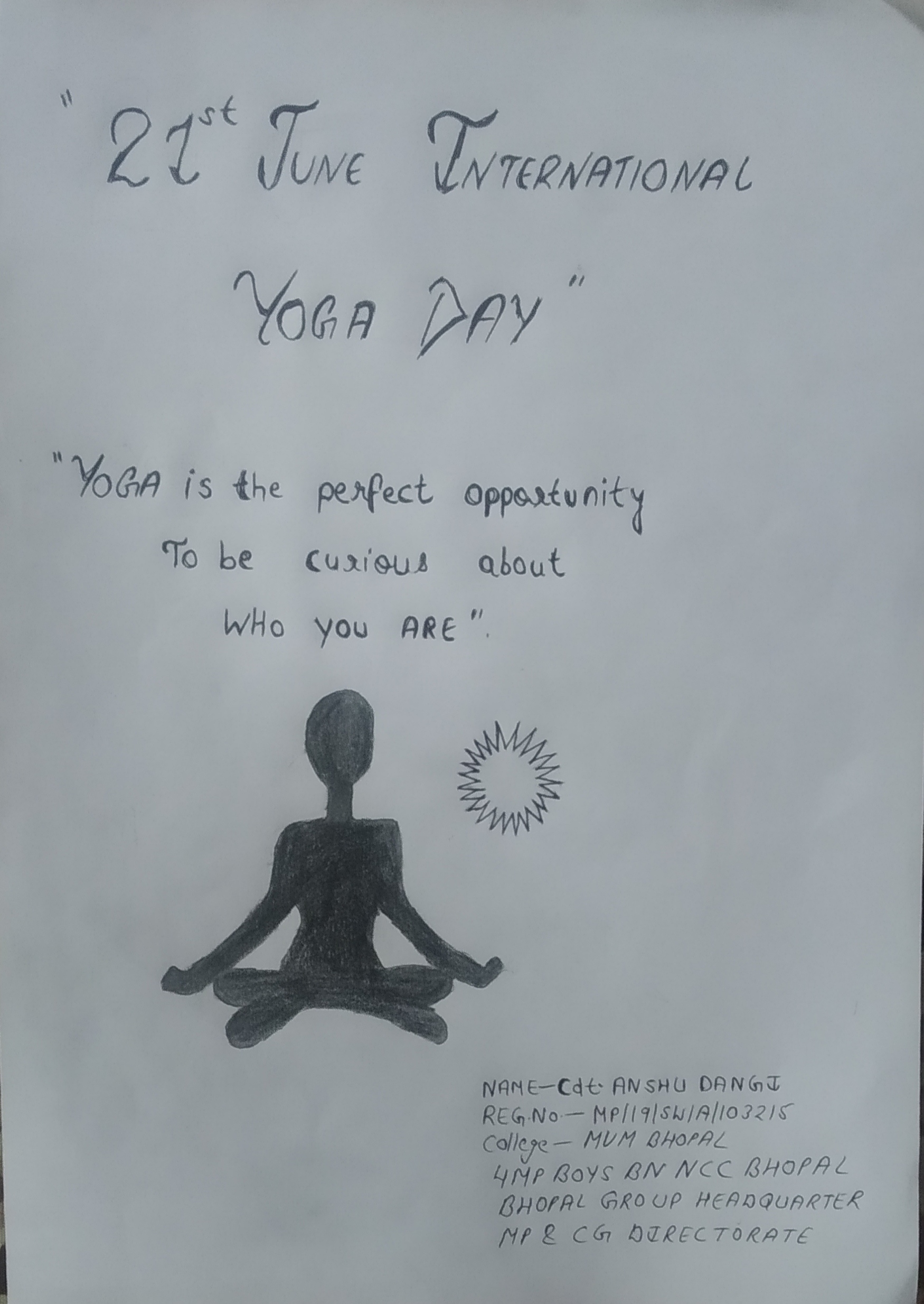 Poster on yoga day – India NCC