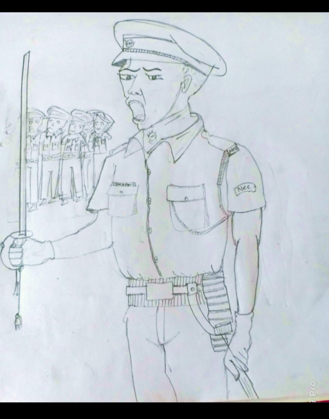 Charcoal Sketch Of A Police Officer - Desi Painters