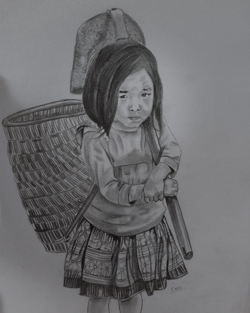 Anti Child labour pencil drawing  India NCC