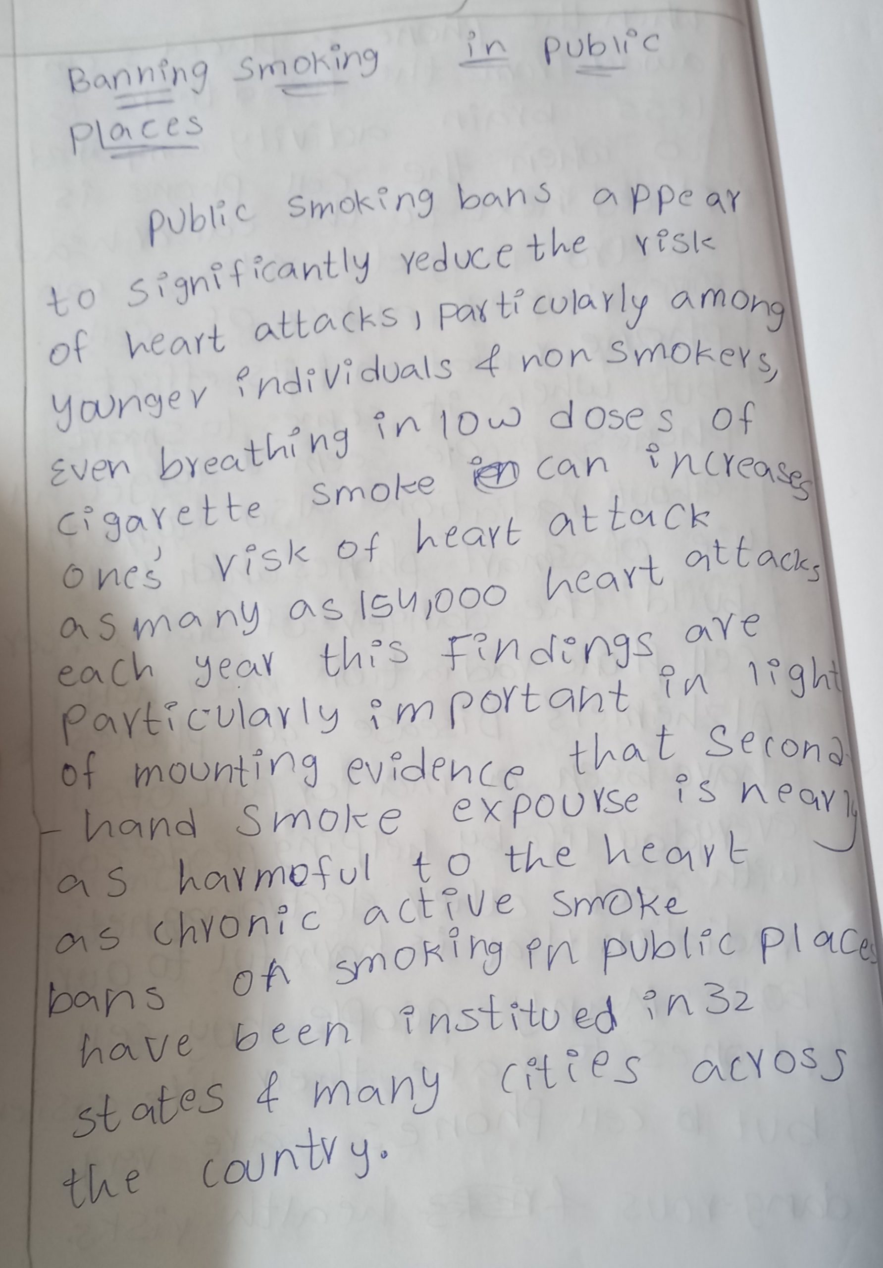 smoking in public should be banned India NCC