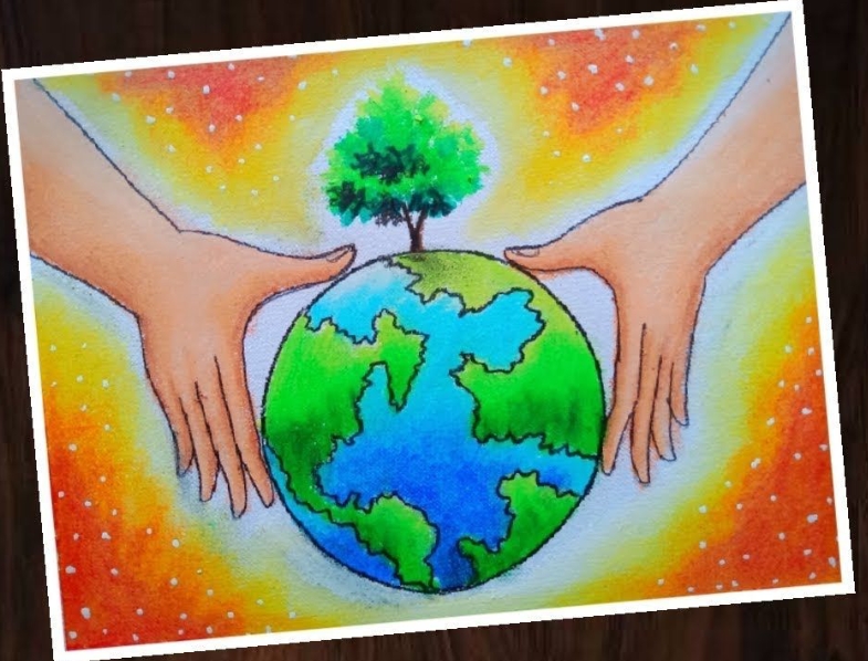 How to draw Earth Day Poster Drawing / Save earth save environment drawing  - YouTube