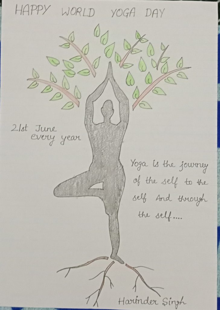 A poster for inter house drawing competition topic ...yoga ...Rate it or  tell can I be in top three​ - Brainly.in