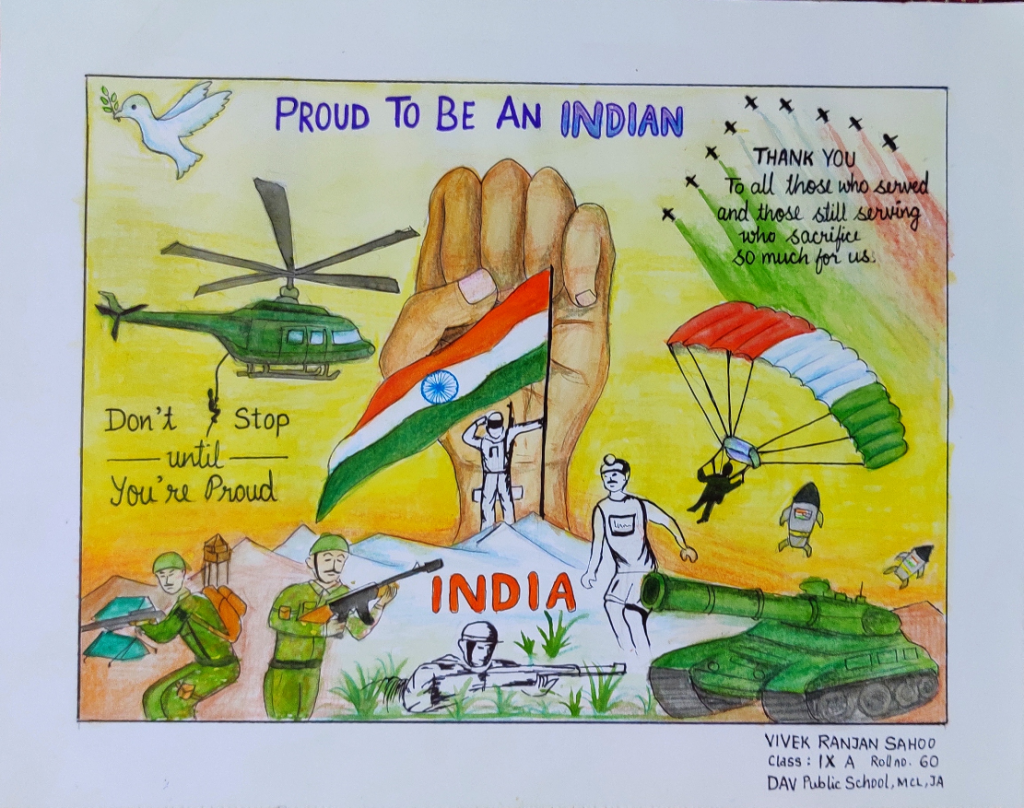 Valley online Gurez - Drawing made by 14 year old Misbah Azad from Izmarg  #Gurez during the painting competition on #VijayDiwas2020. The young  #artist captured the '71 war & contribution of Gurez community | Facebook