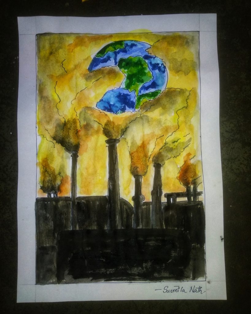How to draw Stop Pollution Save Earth, Environment day poster drawing |  Poster drawing, Earth drawings, Art drawings for kids