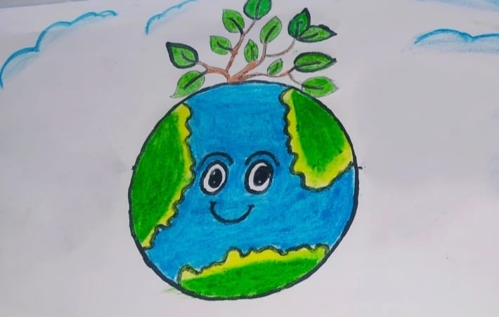 Save Earth Poster Drawing || Earth Day Poster Making || Cute Earth Drawing..  - YouTube