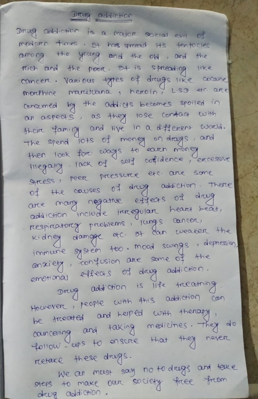 hindi essay about drugs