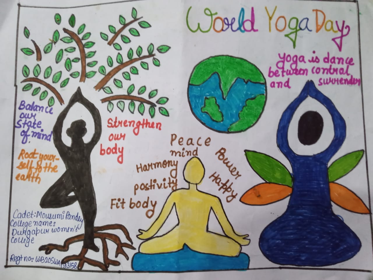 How to draw International yoga day (world yoga day) poster for beginners -  step by step - YouTube