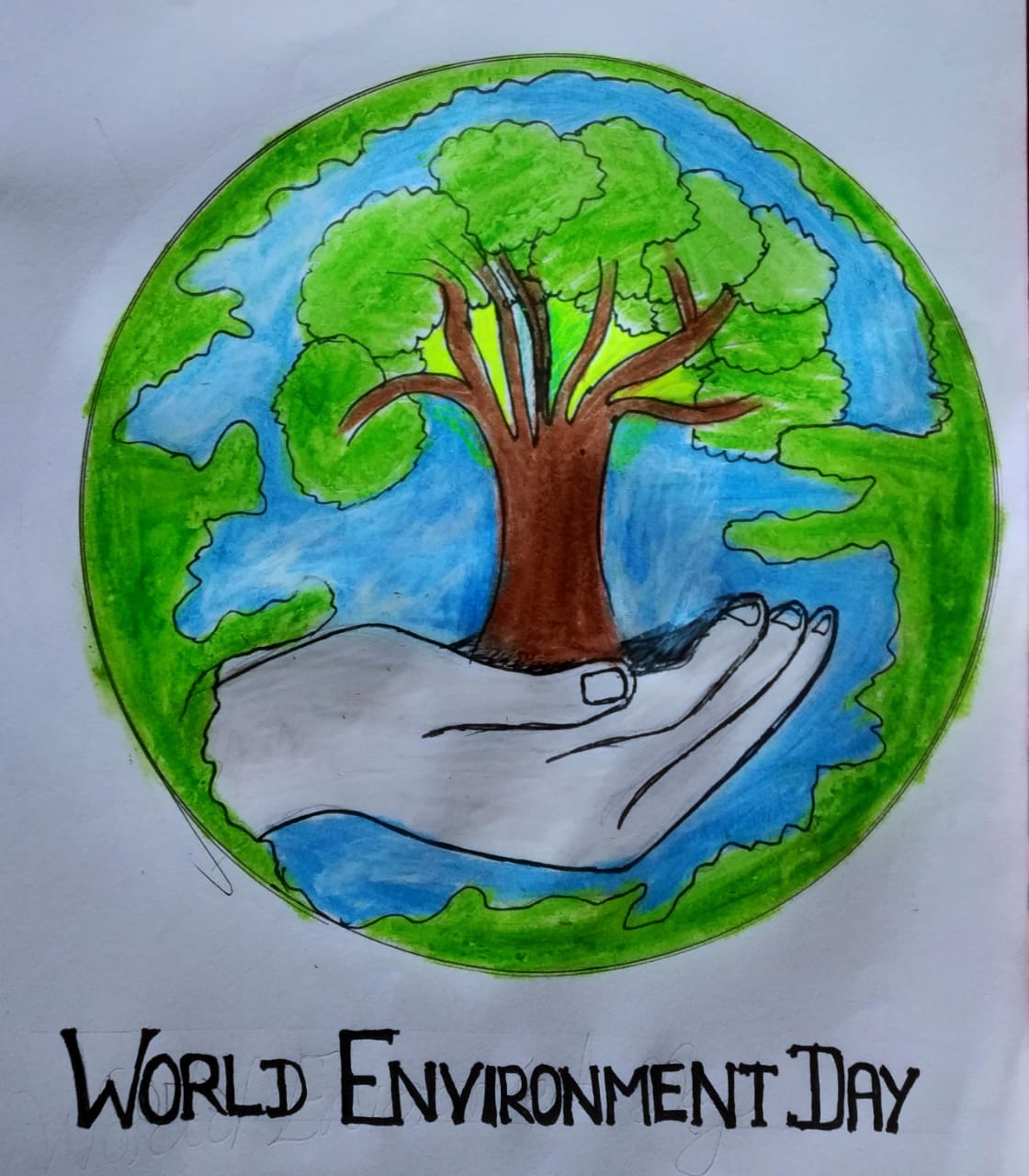 Drawing World Environment Day Poster | Earth Day Poster Drawing | Subodh  Arts | | Poster drawing, Earth drawings, World environment day posters