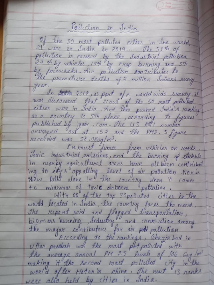 essay on pollution in india