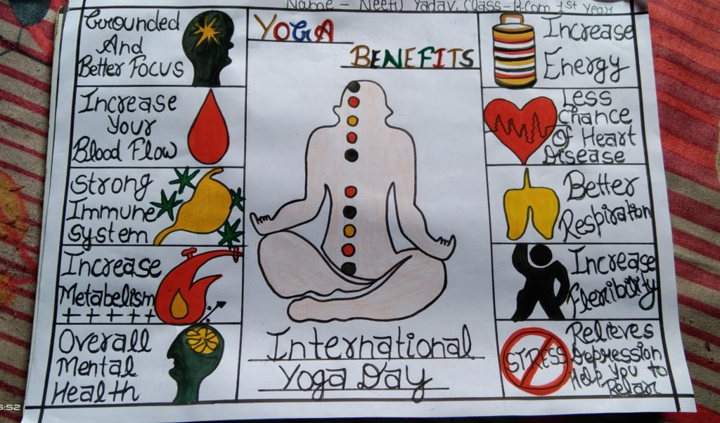Benefits of yoga drawing| International yoga day drawing with oil pastel. -  YouTube
