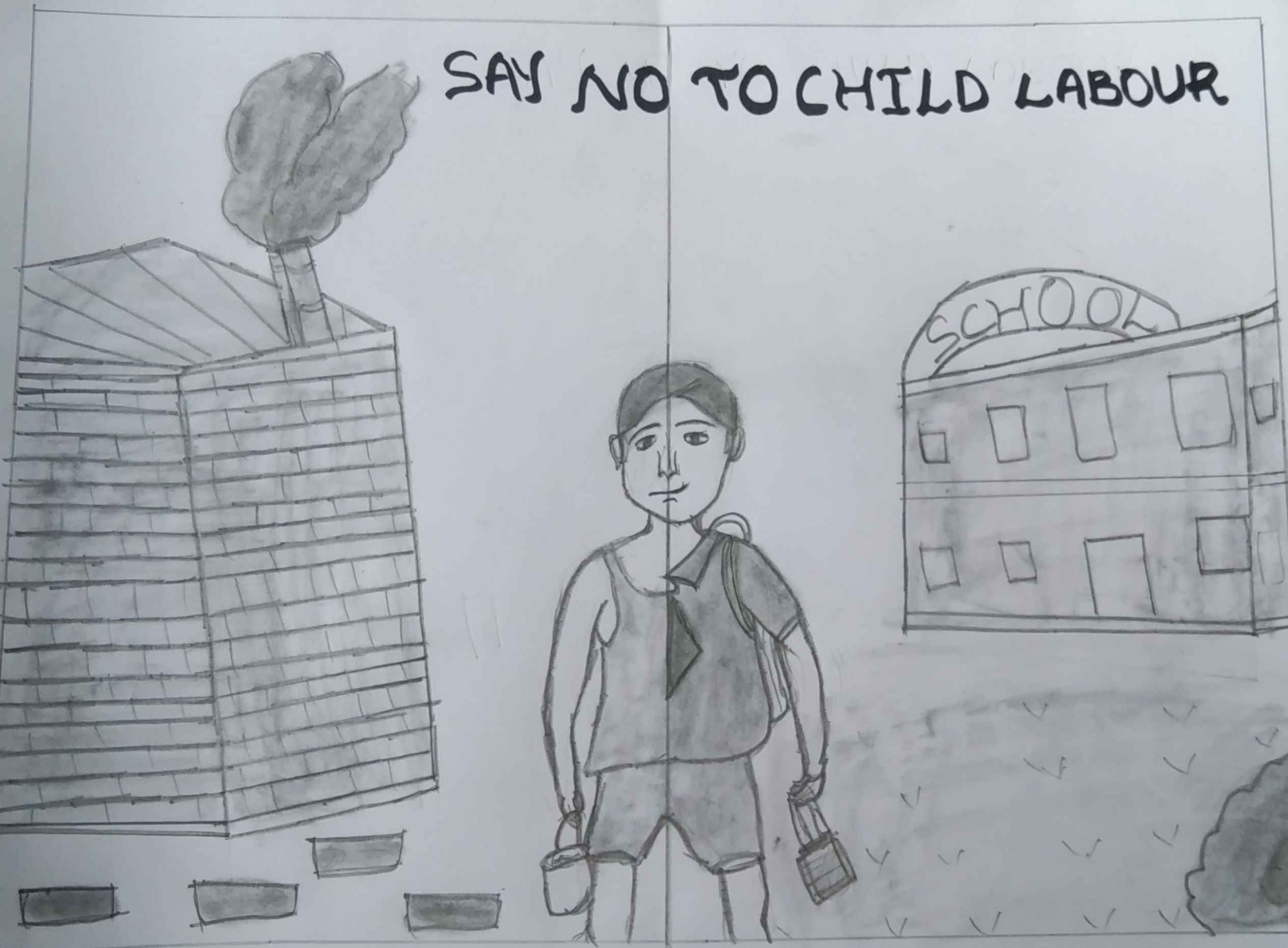 Drawing for world child labour day  India NCC