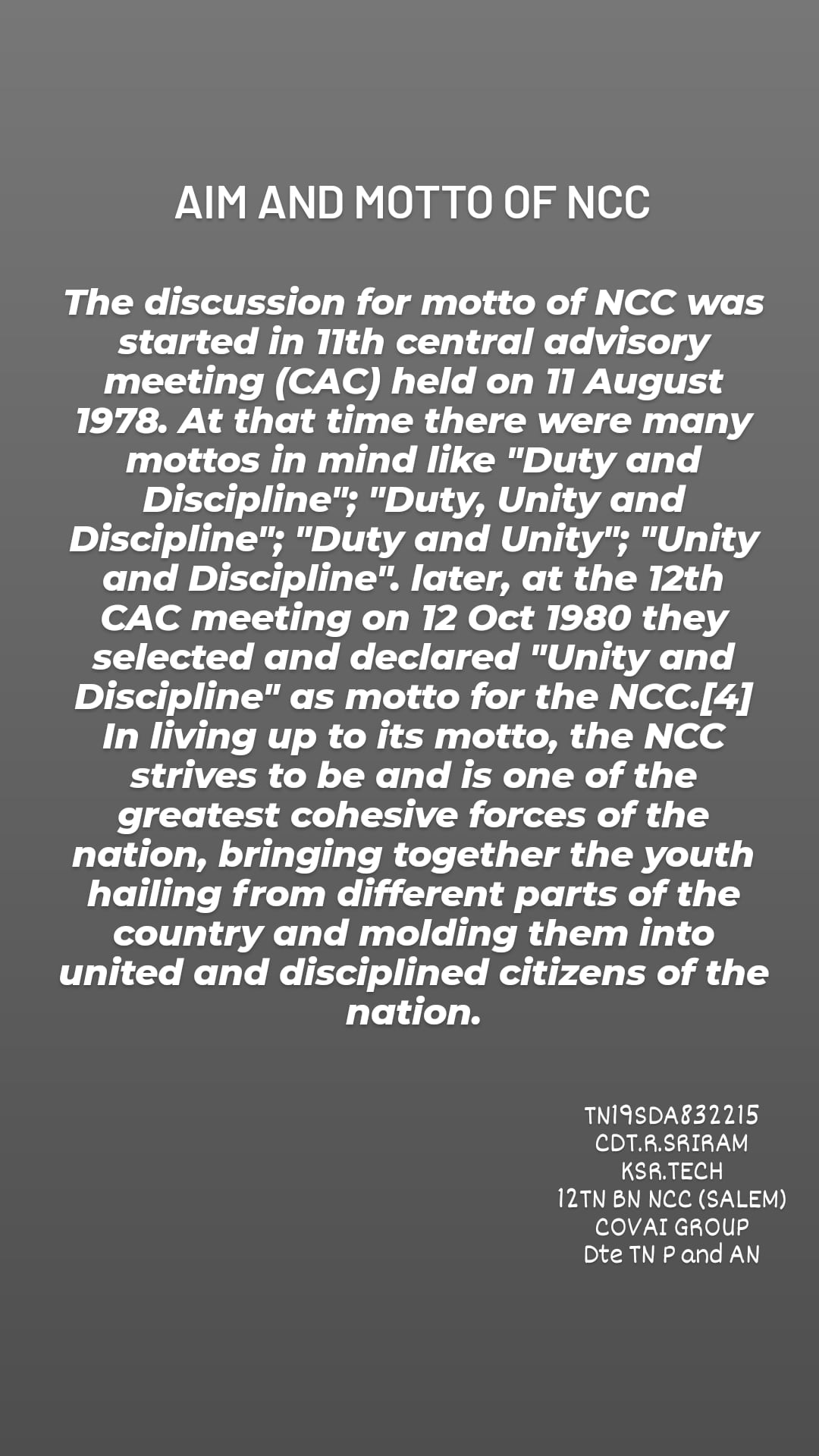 Aim and motto of NCC – India NCC