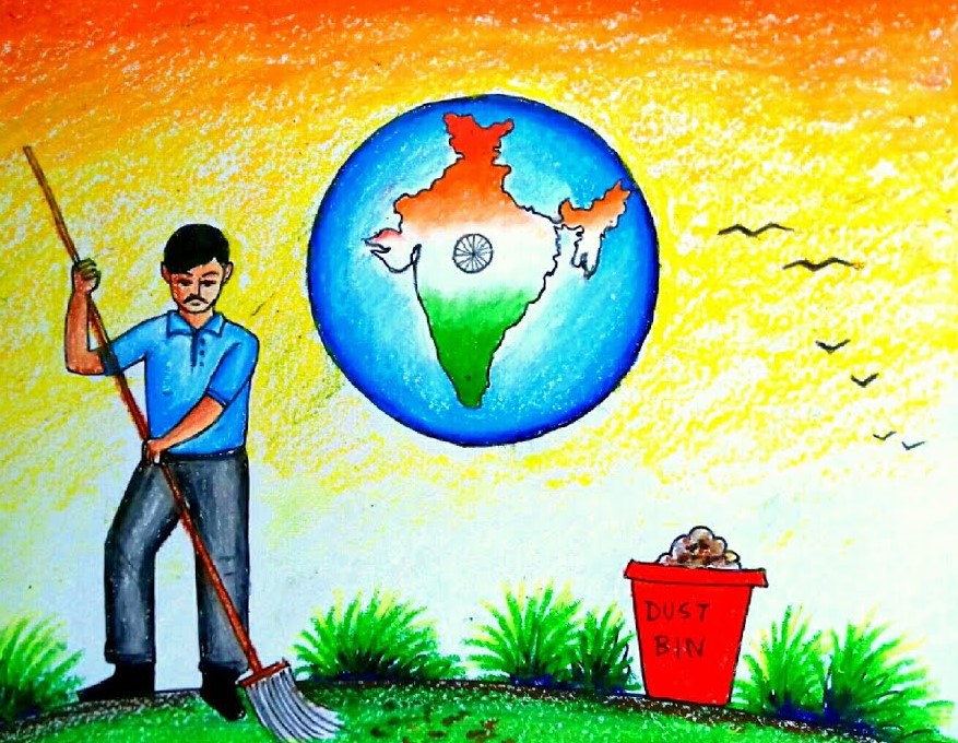 National Award Winning Painting on Swachh Bharat Abhiyan by Harshil Khodpia  Jain on Dribbble