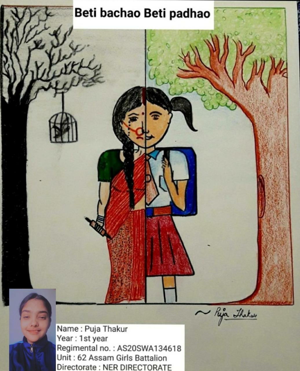Beti bachao Drawing by Akansha Bhatt - Pixels-saigonsouth.com.vn