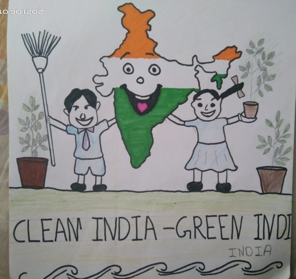 SWACHH BHARAT ABHIYAN DRAWING STEP BY STEP||CLEAN INDIA GREEN INDIA DRAWING  COMPETITION - YouTube