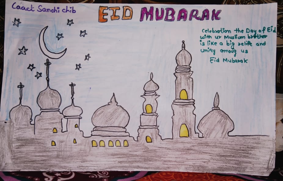 Eid Ul Fitr Drawing | How to Draw Eid Mubarak Festival | Festival Drawin...  | Eid images, Eid festival, Eid pics