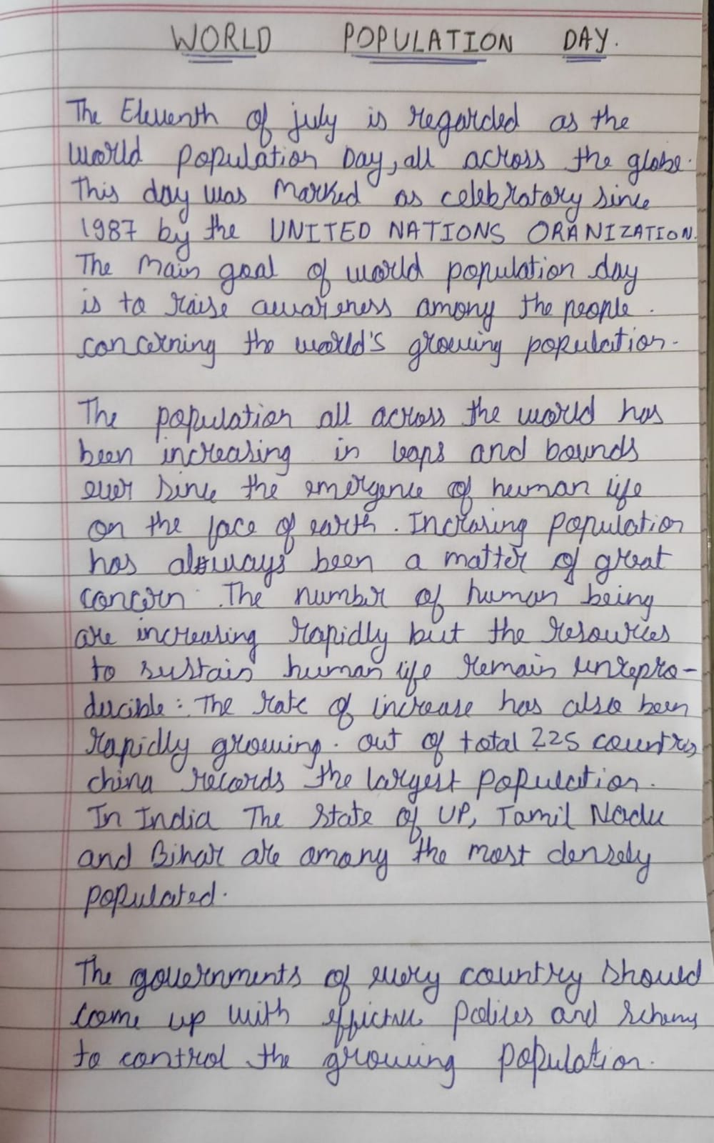 essay on world population day