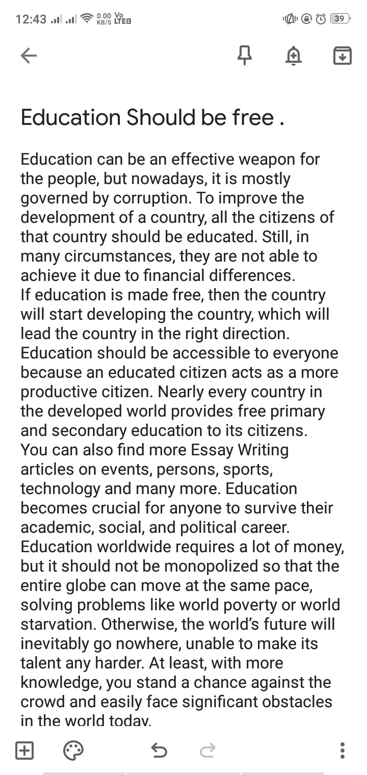 Education Should be free India NCC