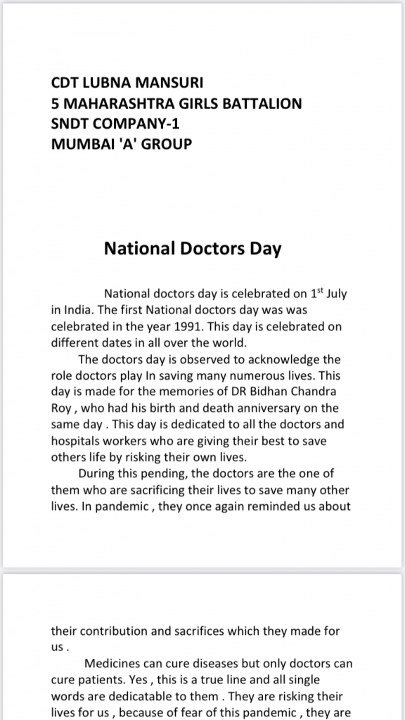 National Doctors Day India NCC
