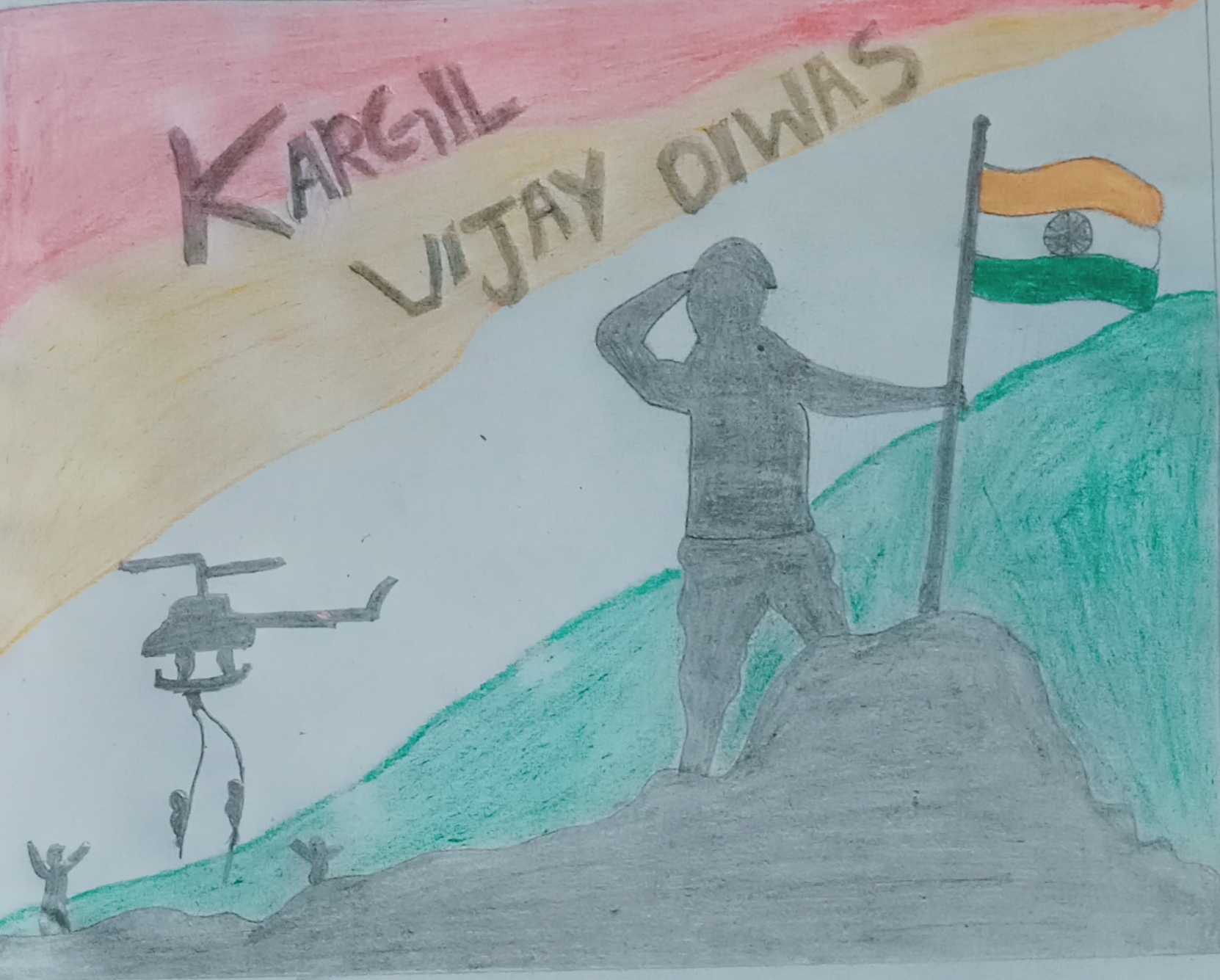 kargil vijay diwas drawing||independence day drawing ||Indian army drawing  - YouTube