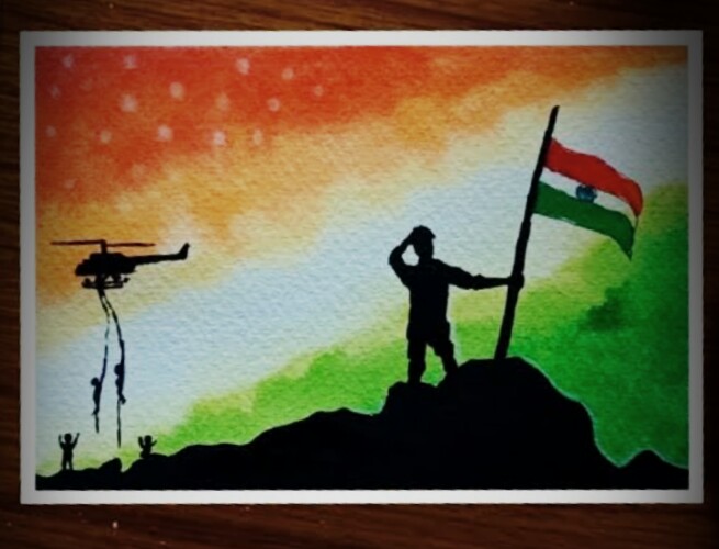 Free Vector | Hand drawn kargil vijay diwas illustration with indian flag