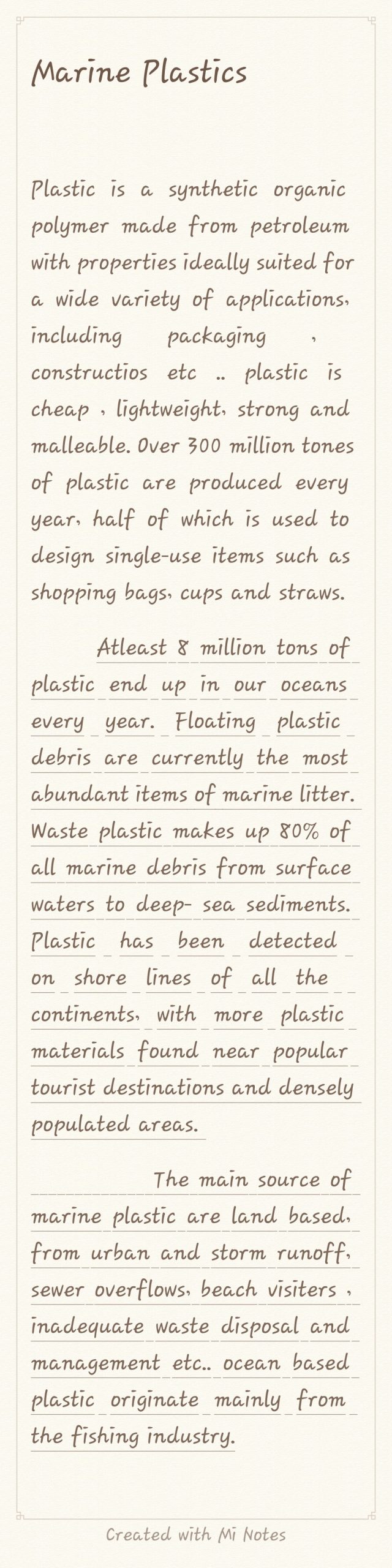 Article About Marine Plastics India NCC