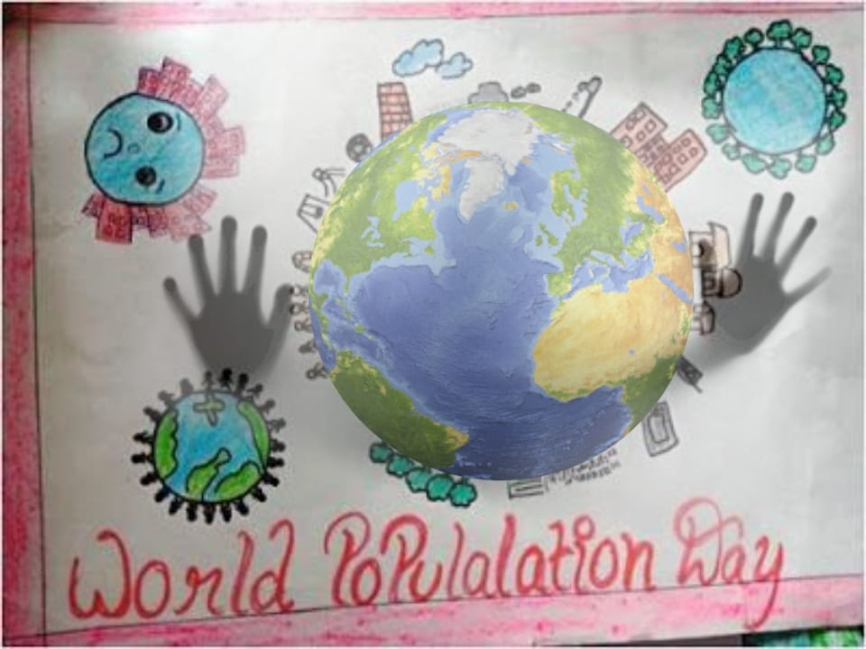 World population day easy drawing || Poster drawing on world population day  - step by step | Poster drawing, Easy drawings, World population day poster  design