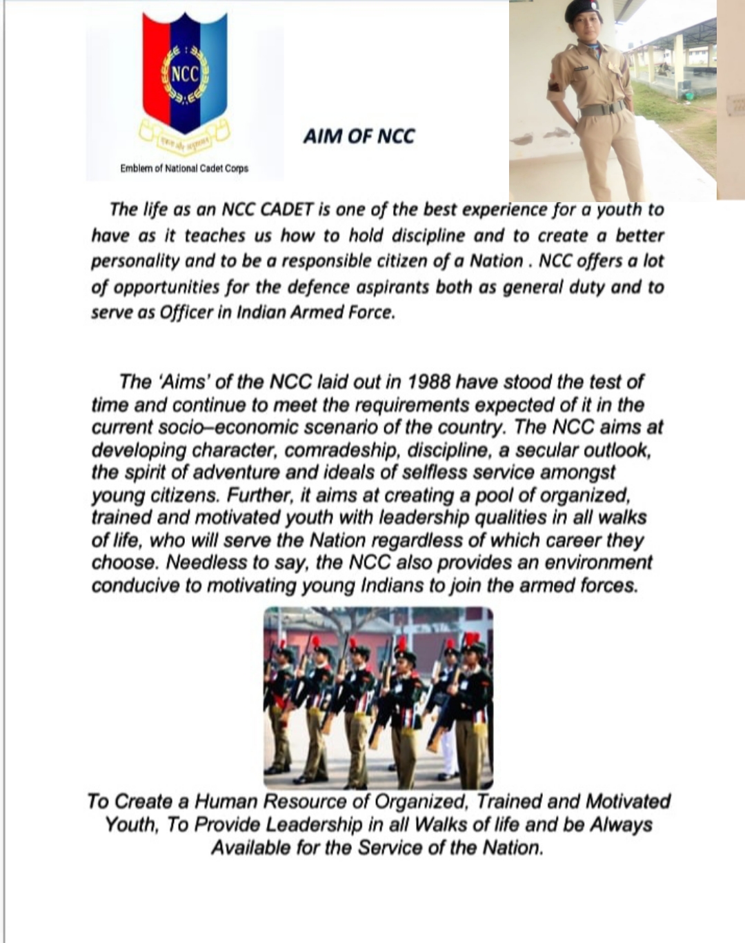 Aim of ncc India NCC