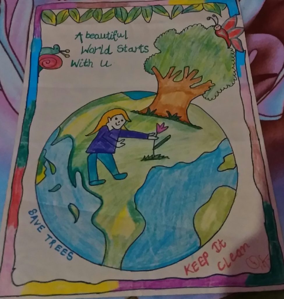 Plant trees, save environment | Art by 8 year old from