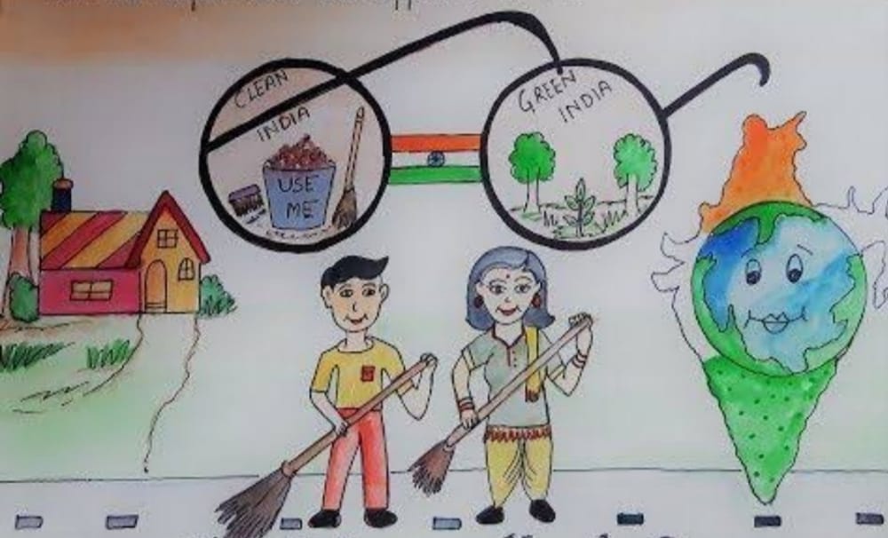 Clean India green India poster drawing ! Swachh bharat abhiyan poster drawing  easy - YouTube