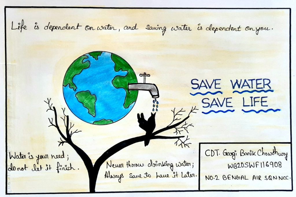 Poster On Save Water Save Life India Ncc