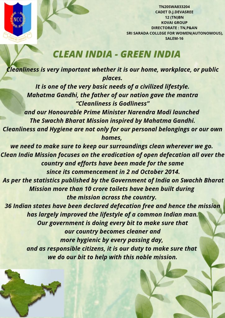 Clean India – Green India – India NCC