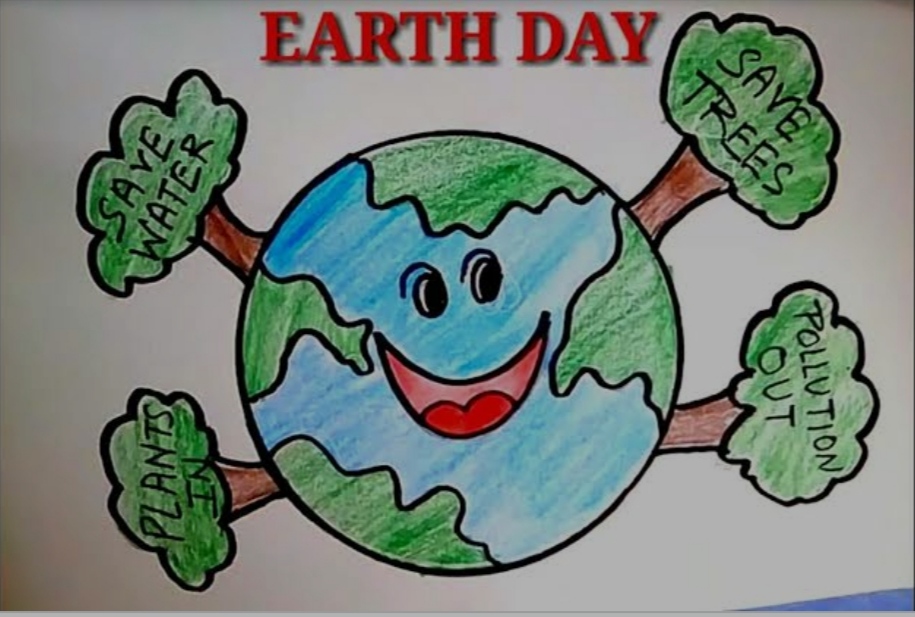 How to draw save earth poster chart for school students (very easy) step...  | Earth poster, Save earth posters, Earth drawings